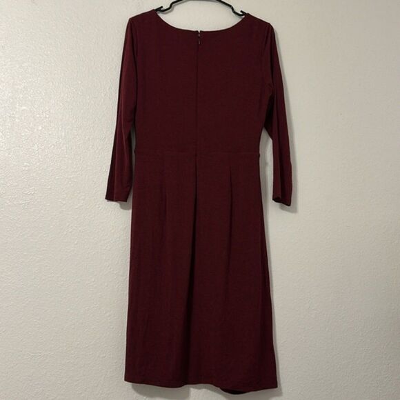 Ann Taylor Loft Cross Front Dress Stretchy Womens Medium Midi Wine Career Office - Picture 6 of 12